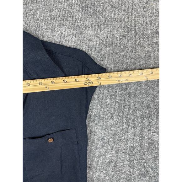 Zara Linen Navy Blue Sleeveless Button-down Maxi Shirt Dress Size XS - Picture 5 of 15